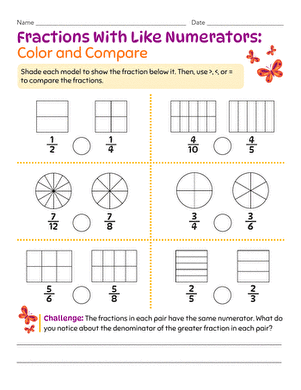 Fractions With Like Numerators: Color and Compare