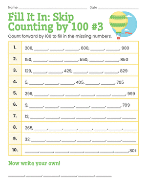 Fill It In: Skip Counting by 100 #3
