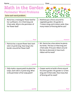 Math in the Garden: Perimeter Word Problems