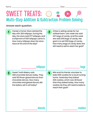 Sweet Treats: Multi-Step Addition & Subtraction Problem Solving