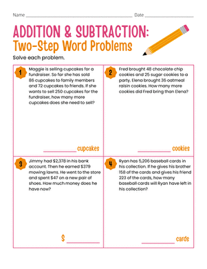 Addition & Subtraction: Two-Step Word Problems