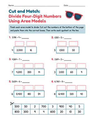 Cut and Match: Divide Four-Digit Numbers Using Area Models