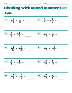 Dividing With Mixed Numbers #1