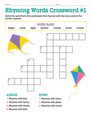 Rhyming Words Crossword #1