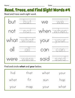 Read, Trace, and Find Sight Words #4