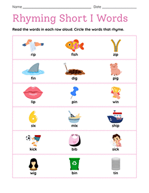 Rhyming Short I Words