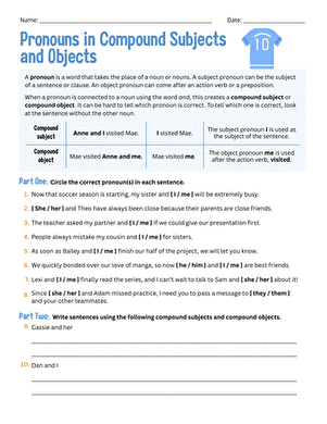 Pronouns in Compound Subjects and Objects