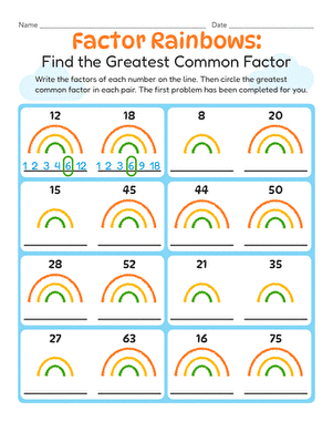 Factor Rainbows: Find the Greatest Common Factor