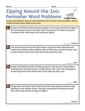 Zipping Around the Zoo: Perimeter Word Problems