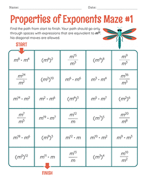 Properties of Exponents Maze #1