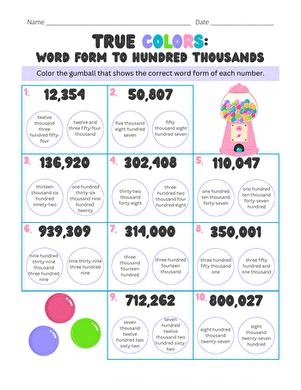True Colors: Word Form to Hundred Thousands