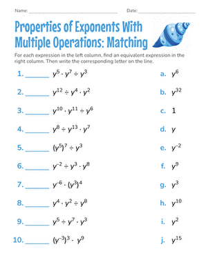 Properties of Exponents With Multiple Operations: Matching