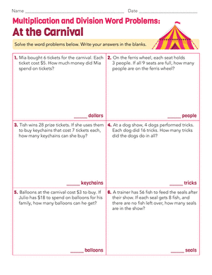 Multiplication and Division Word Problems: At the Carnival
