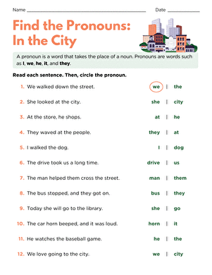 Find the Pronouns: In the City