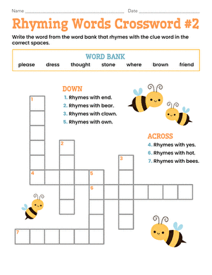 Rhyming Words Crossword #2