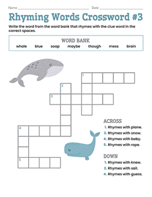 Rhyming Words Crossword #3