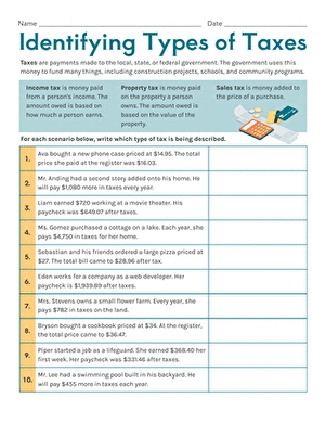 Identifying Types of Taxes