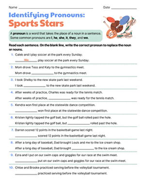Identifying Pronouns: Sports Stars
