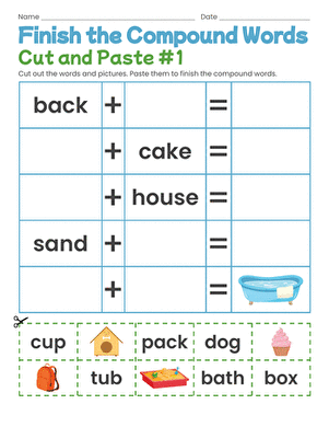 Finish the Compound Words: Cut and Paste #1
