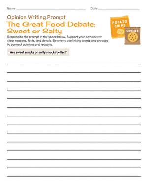 Opinion Writing Prompt: The Great Food Debate: Sweet or Salty