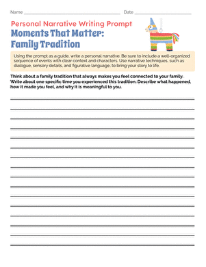 Personal Narrative Writing Prompt: Moments That Matter: Family Tradition