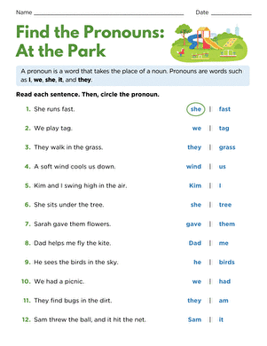 Find the Pronouns: At the Park