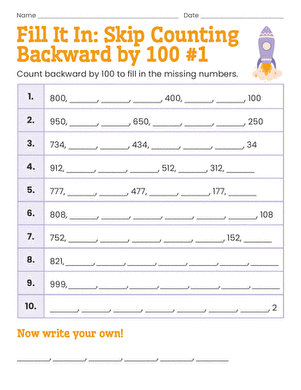 Fill It In: Skip Counting Backward by 100 #1