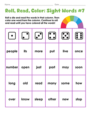 Roll, Read, Color: Sight Words #7