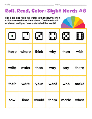 Roll, Read, Color: Sight Words #8
