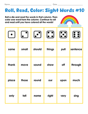 Roll, Read, Color: Sight Words #10