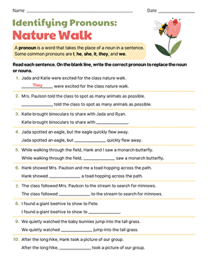 Identifying Pronouns: Nature Walk