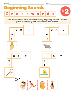 Beginning Sounds Crosswords #2