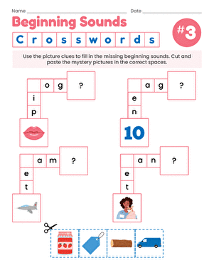 Beginning Sounds Crosswords #3