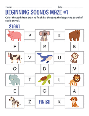 Beginning Sounds Maze #1