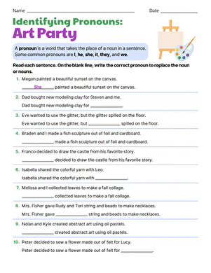 Identifying Pronouns: Art Party