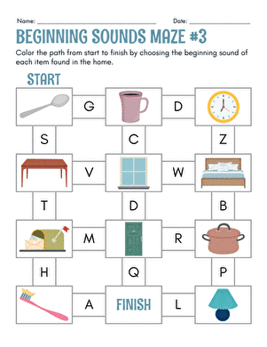 Beginning Sounds Maze #3