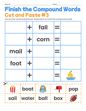 Finish the Compound Words: Cut and Paste #3