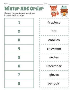 Winter ABC Order Cut and Paste