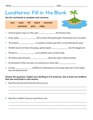 Landforms: Fill in the Blank