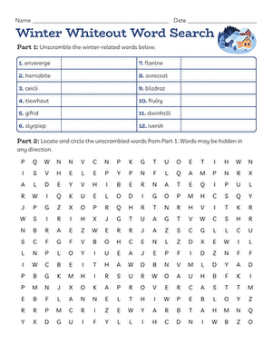 Winter Whiteout Word Search