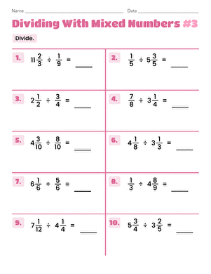 Dividing With Mixed Numbers #3