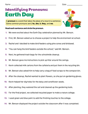 Identifying Pronouns: Earth Day