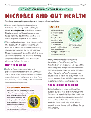 Nonfiction Reading Comprehension: Microbes and Gut Health