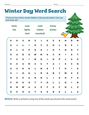 Winter Day Word Search