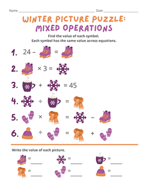 Winter Picture Puzzle: Mixed Operations