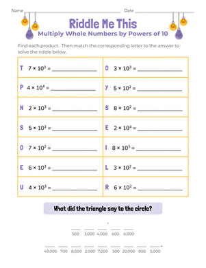 Riddle Me This: Multiply Whole Numbers by Powers of 10
