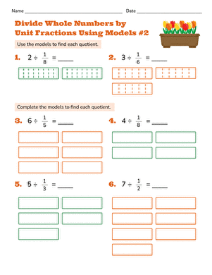 Divide Whole Numbers by Unit Fractions Using Models #2