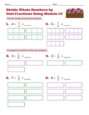 Divide Whole Numbers by Unit Fractions Using Models #3