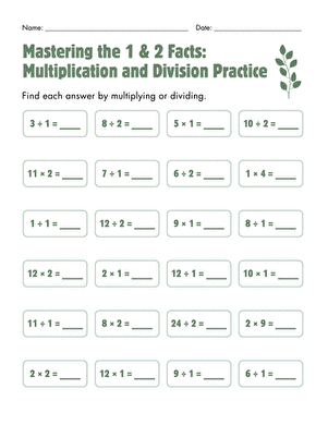 Mastering the 1 & 2 Facts: Multiplication and Division Practice large image