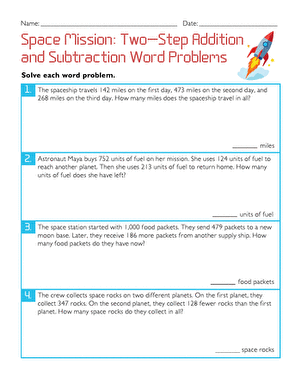 Space Mission: Two-Step Addition and Subtraction Word Problems